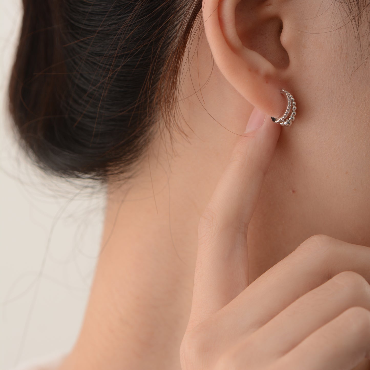 Simple Sliver Crystal Double Hook Earrings