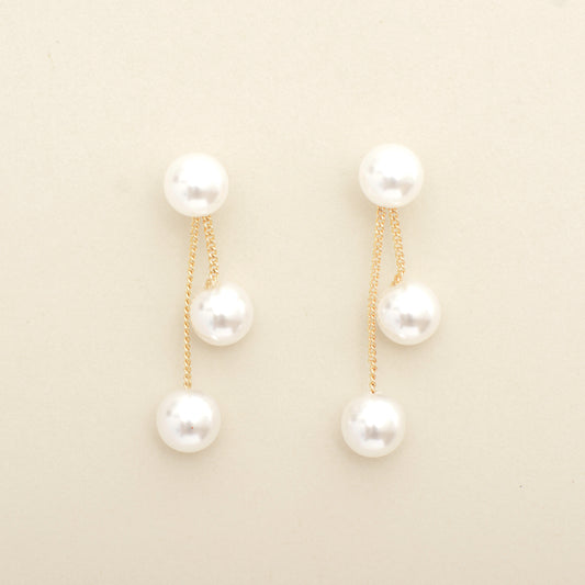 Gold Chain Pearl Dangling Earrings Women
