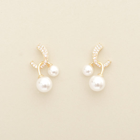 Gold Plated Pearl Crystal Earrings