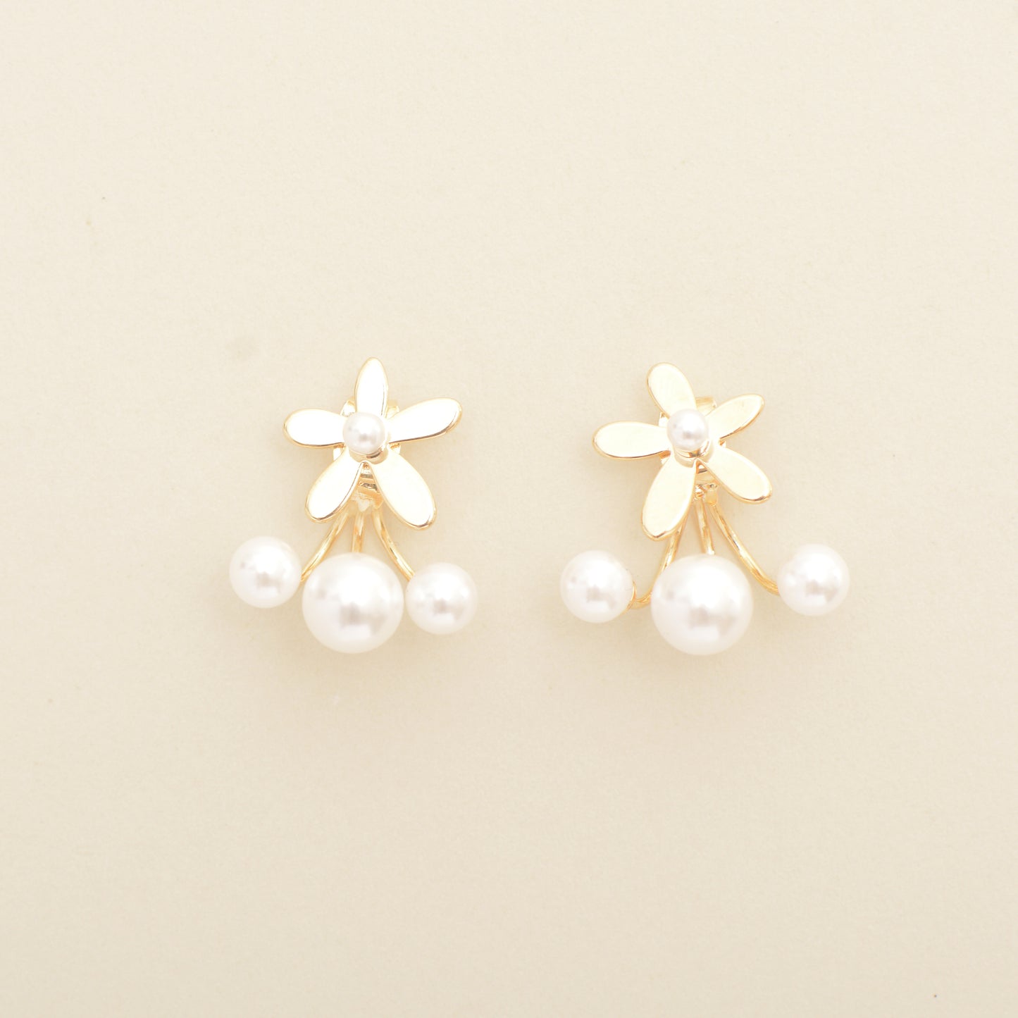 Flower Pearl Gold Plated Earrings