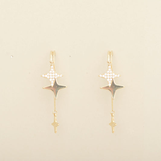 Gold Star Dangling Earrings Women