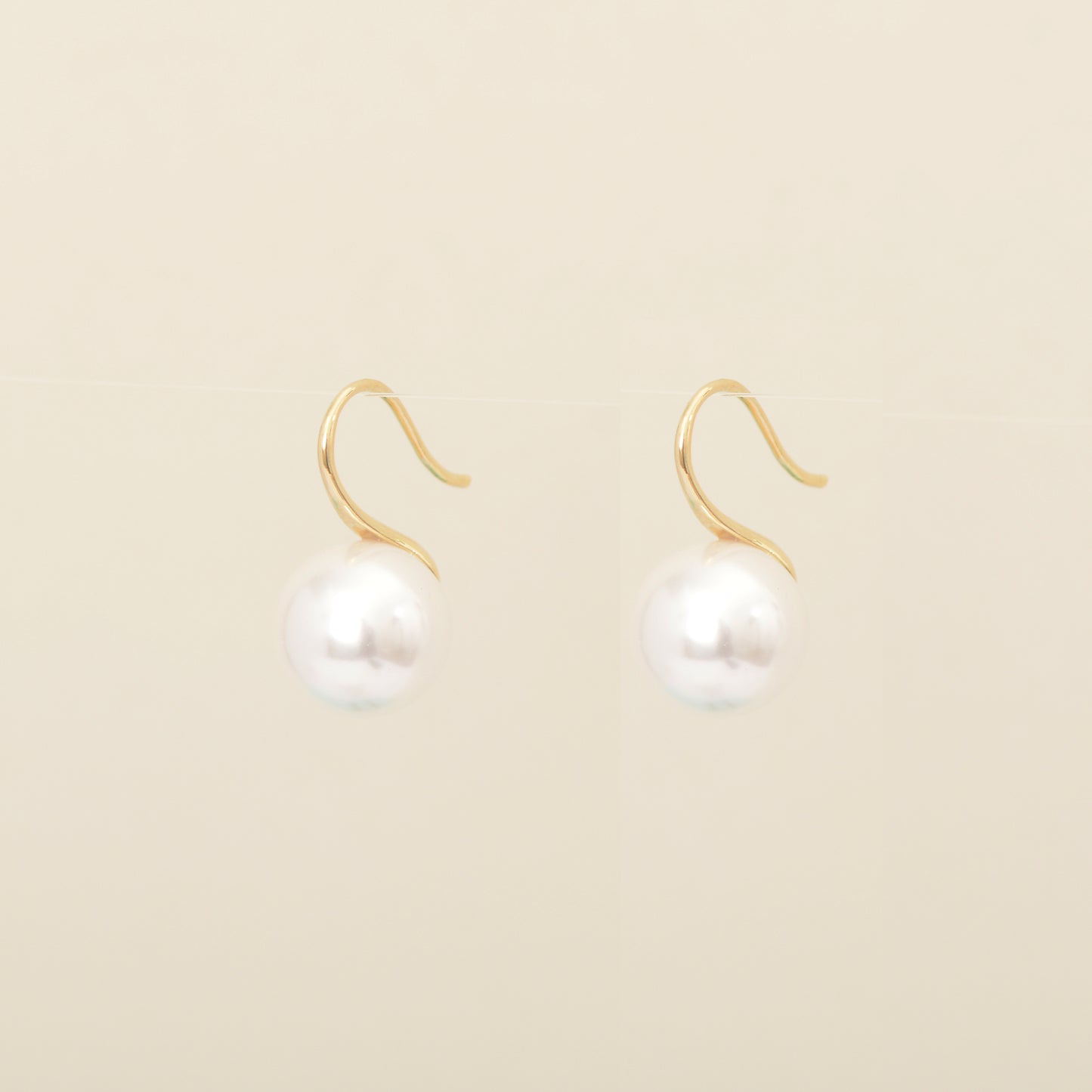 Simple Pearl Gold Hook Earrings