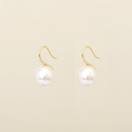 Simple Pearl Gold Hook Earrings