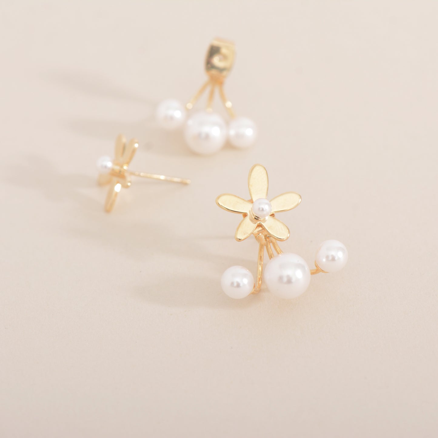 Flower Pearl Gold Plated Earrings