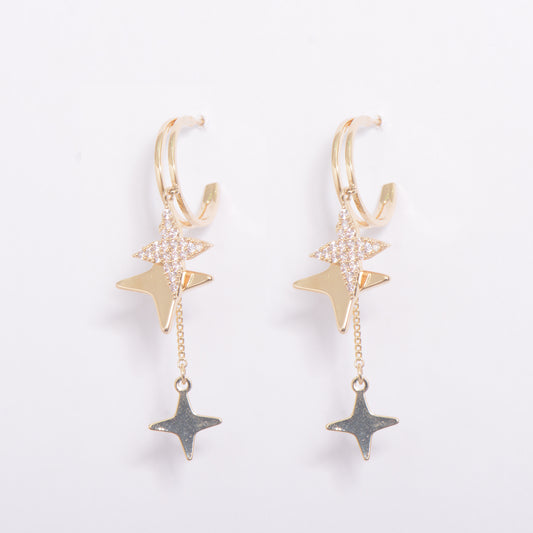 Gold Star Dangling Earrings Women