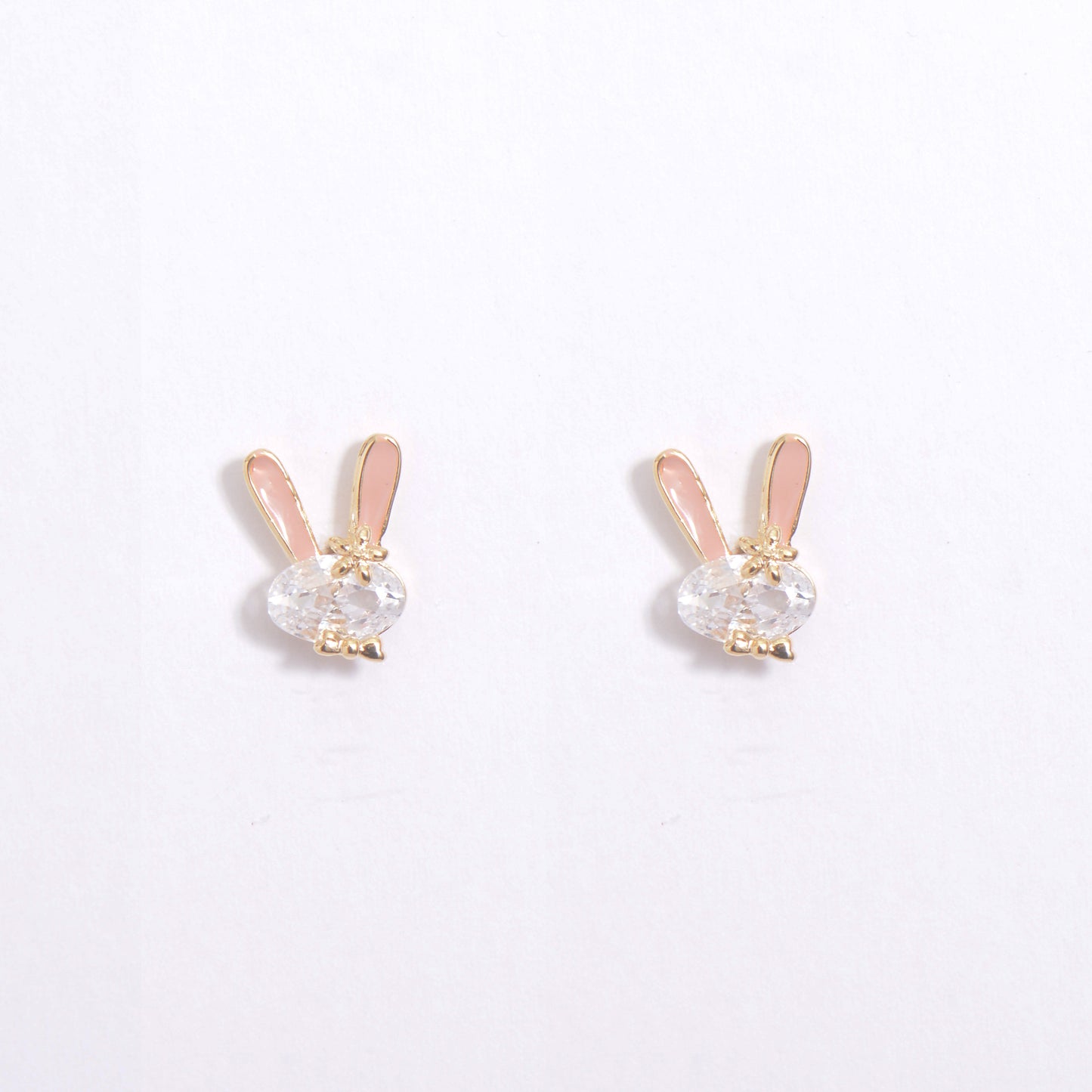 Cute Adorable Rabbit Crystal Gold Plated Earrings Kids