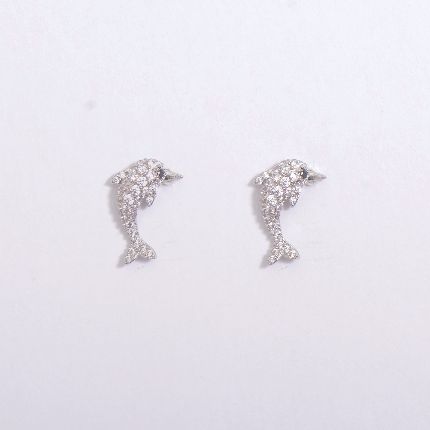 Cute Dolphin Crystal Sliver Earrings Kids
