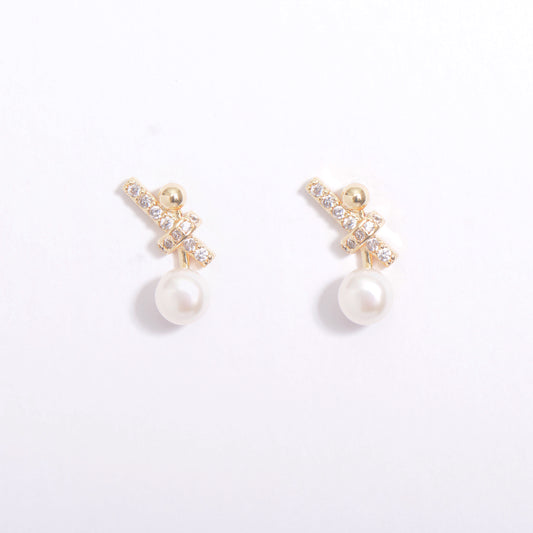 Tie Over Pearl Gold Plated Crystal Earrings