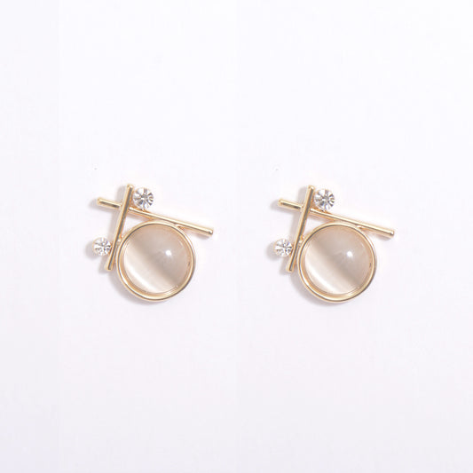Unique Cat Eye Effect Gold Plated Crystal Earrings