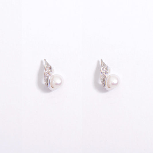 Simple Pearl Crystal Sliver Earrings