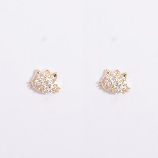 Cat Shape Gold Plated Crystal Earrings