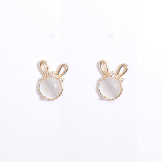 Cute Rabbit Gold Plated Crystal Earrings Kids