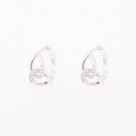 Sliver Crystal Embedded Small Hoop SImple Earrings