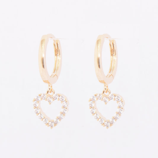 Heart Shape Gold Plated Crystal Earrings