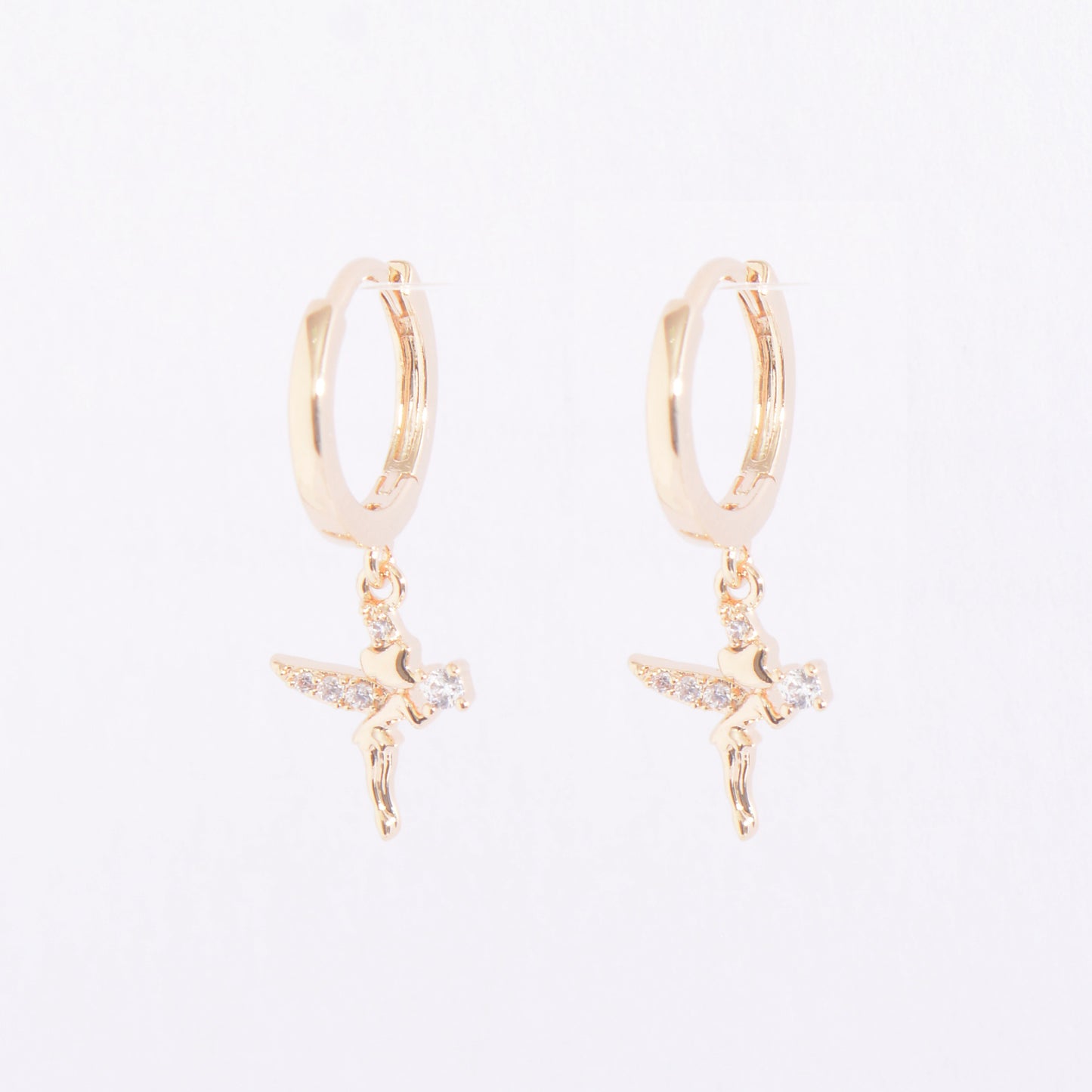 Tinker Bell Fairy Gold Plated Crystal Earrings
