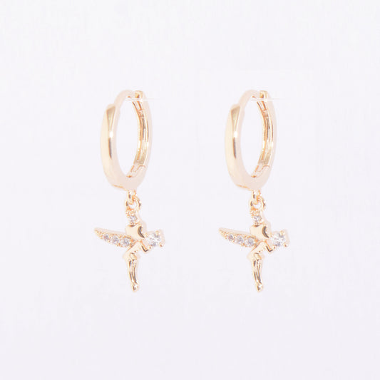 Tinker Bell Fairy Gold Plated Crystal Earrings