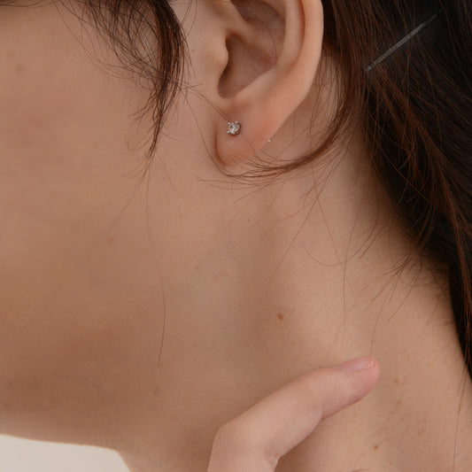 Simple Crystal Stud Sliver / Gold Plated Earrings