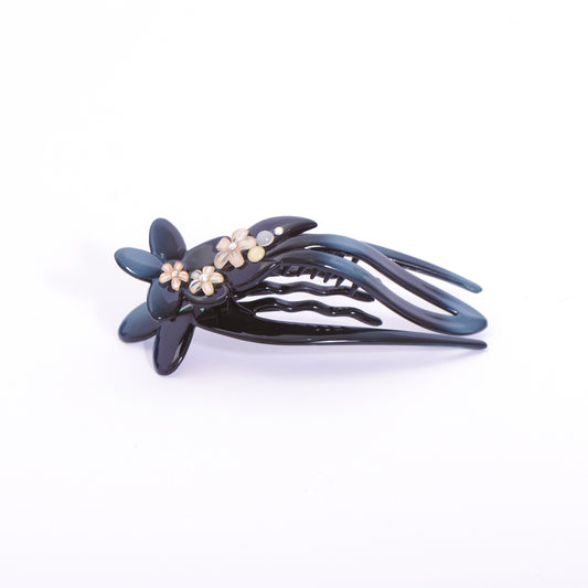 Royal Blue Floral Hair Claw Clip Headdress