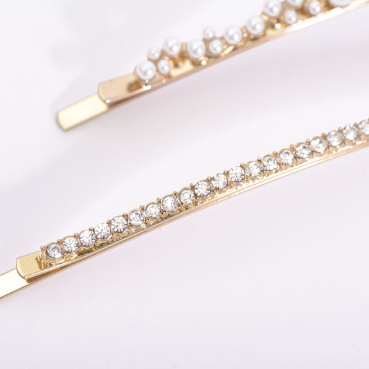 Gold Plated Crystal Hair Pins Pack of 2