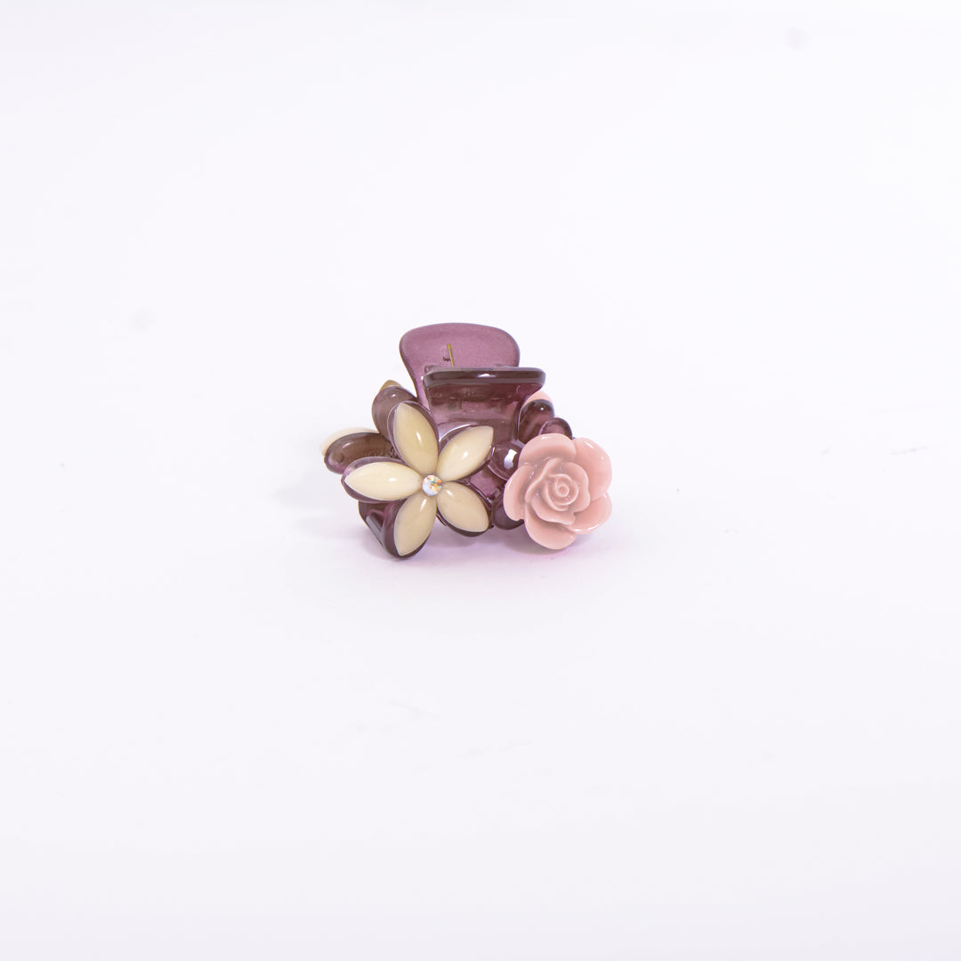 Mini Clear Purple Floral Flower Small Clip Claw Headdress