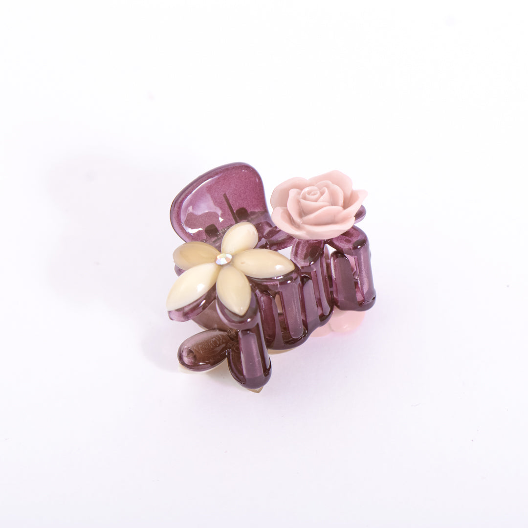 Mini Clear Purple Floral Flower Small Clip Claw Headdress