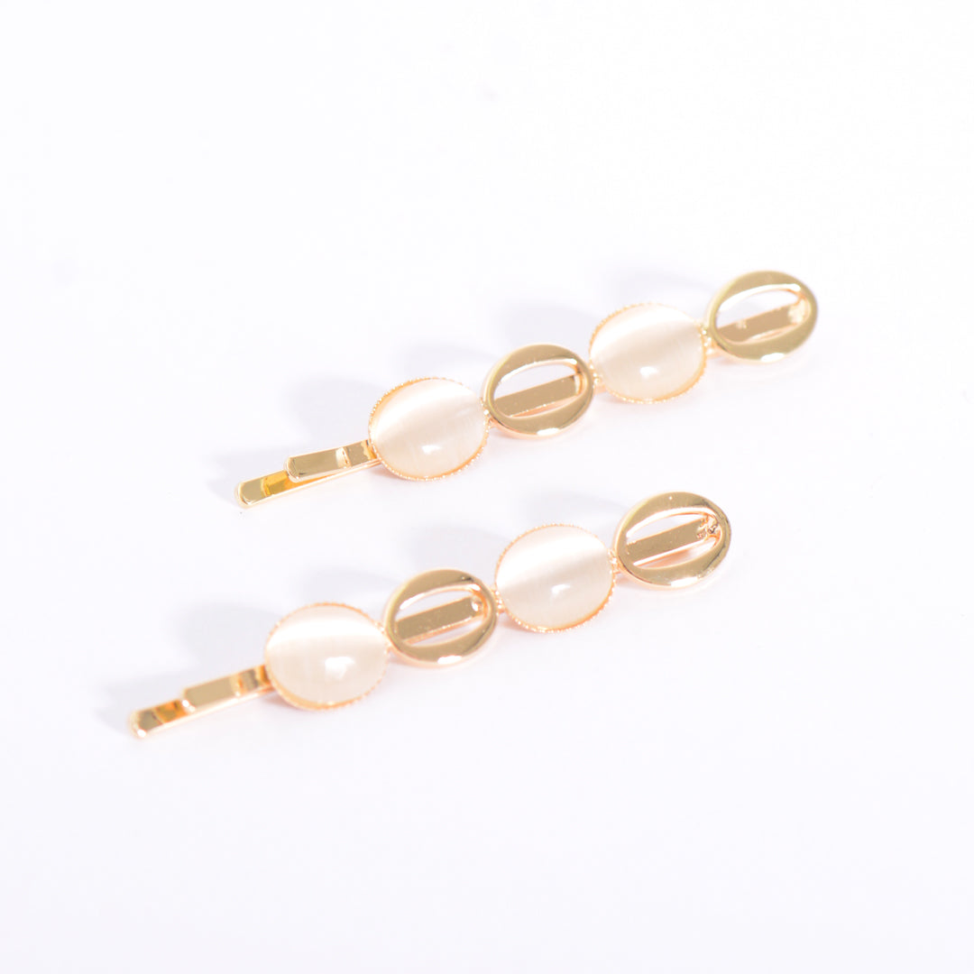 Gold Plated / Sliver Reflective Pearl Cat Eye Effect Pack of 2