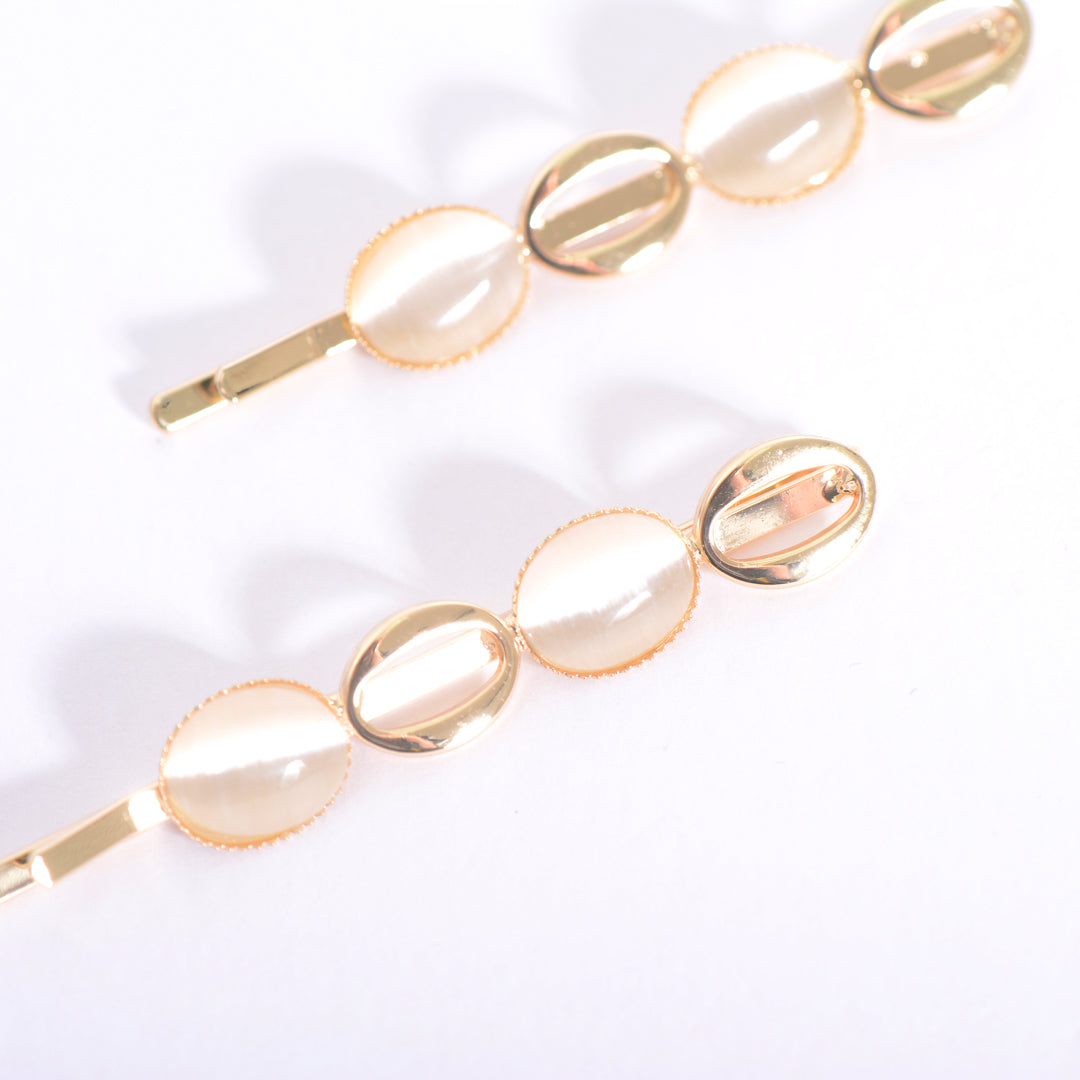 Gold Plated / Sliver Reflective Pearl Cat Eye Effect Pack of 2