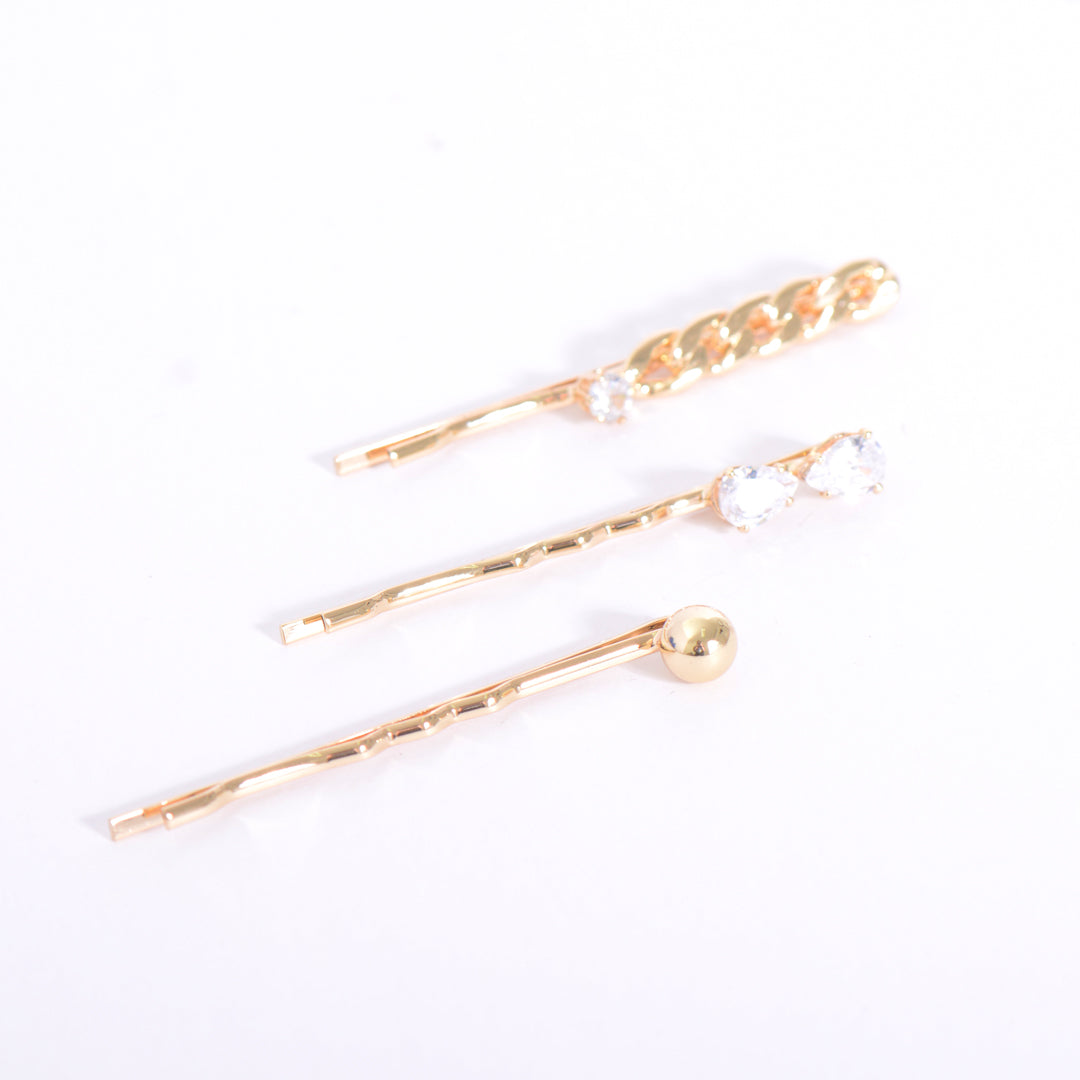 Gold Plated / Sliver Crystal Hair Pins Pack of 3