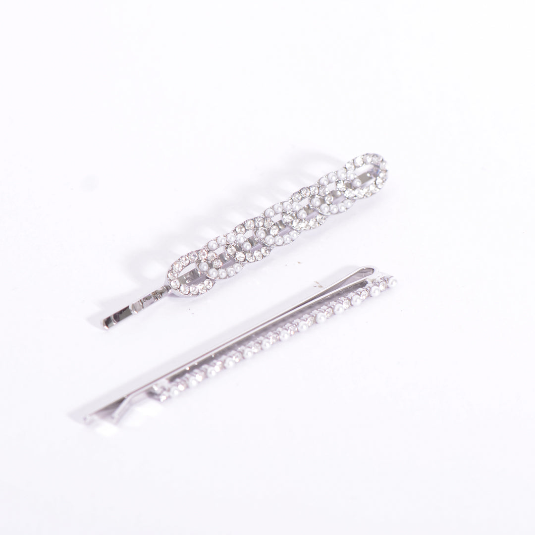 Gold Plated / Sliver Crystal Hair Pins Pack of 2