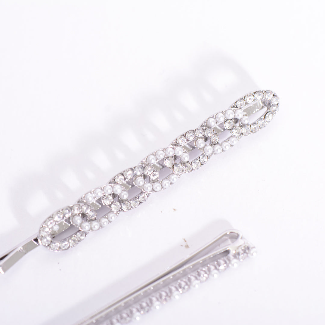 Gold Plated / Sliver Crystal Hair Pins Pack of 2