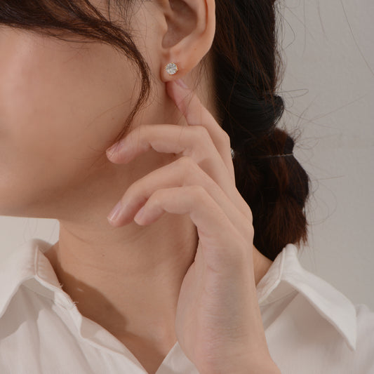 Simple Crystal Stud Sliver / Gold Plated Earrings