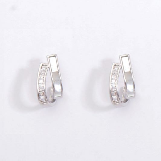 Sliver Crystal Embedded Simple Earrings