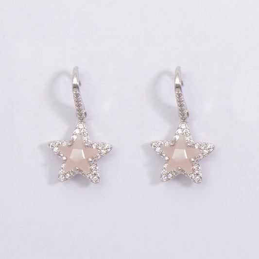 Sliver Drop Crystal Embedded Star Quartz Dangling Earrings