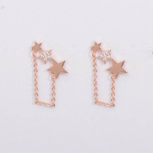 Sliver / Rose Gold Plated Star Chain Earrings