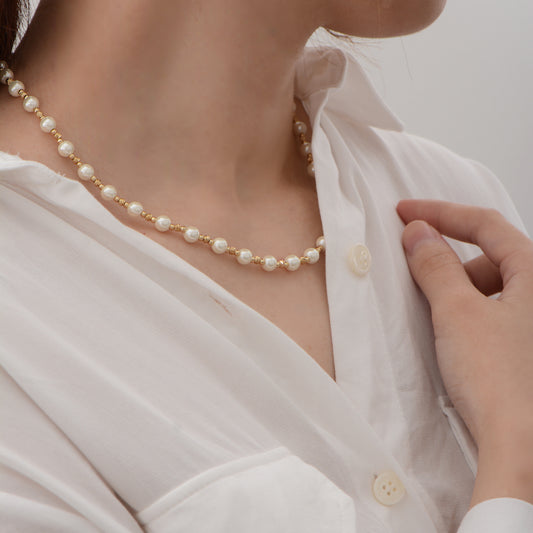 Gold Plated Pearl Necklace