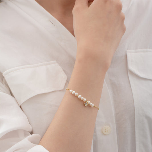 Gold Plated Pearl Crystal Bracelet