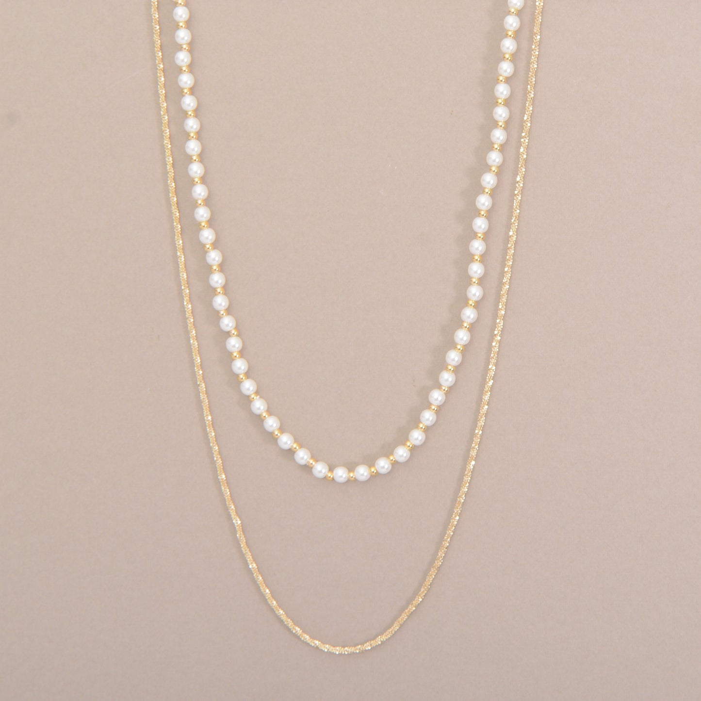 Gold Plated Double Layer Pearl Necklace
