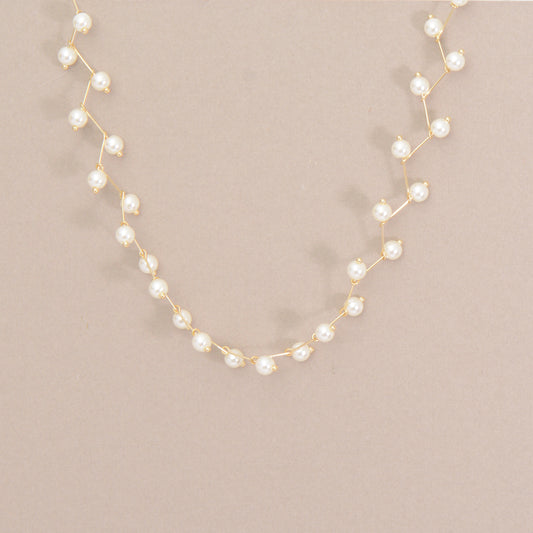 Gold Plated Pearl Necklace Choker