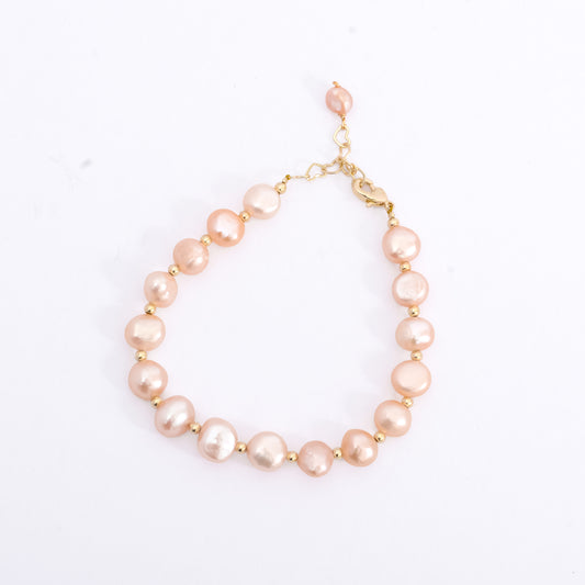 Gold Plated Pink Pearl Bracelet