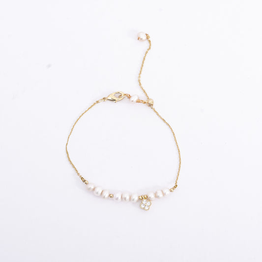 Gold Plated Pearl Crystal Bracelet