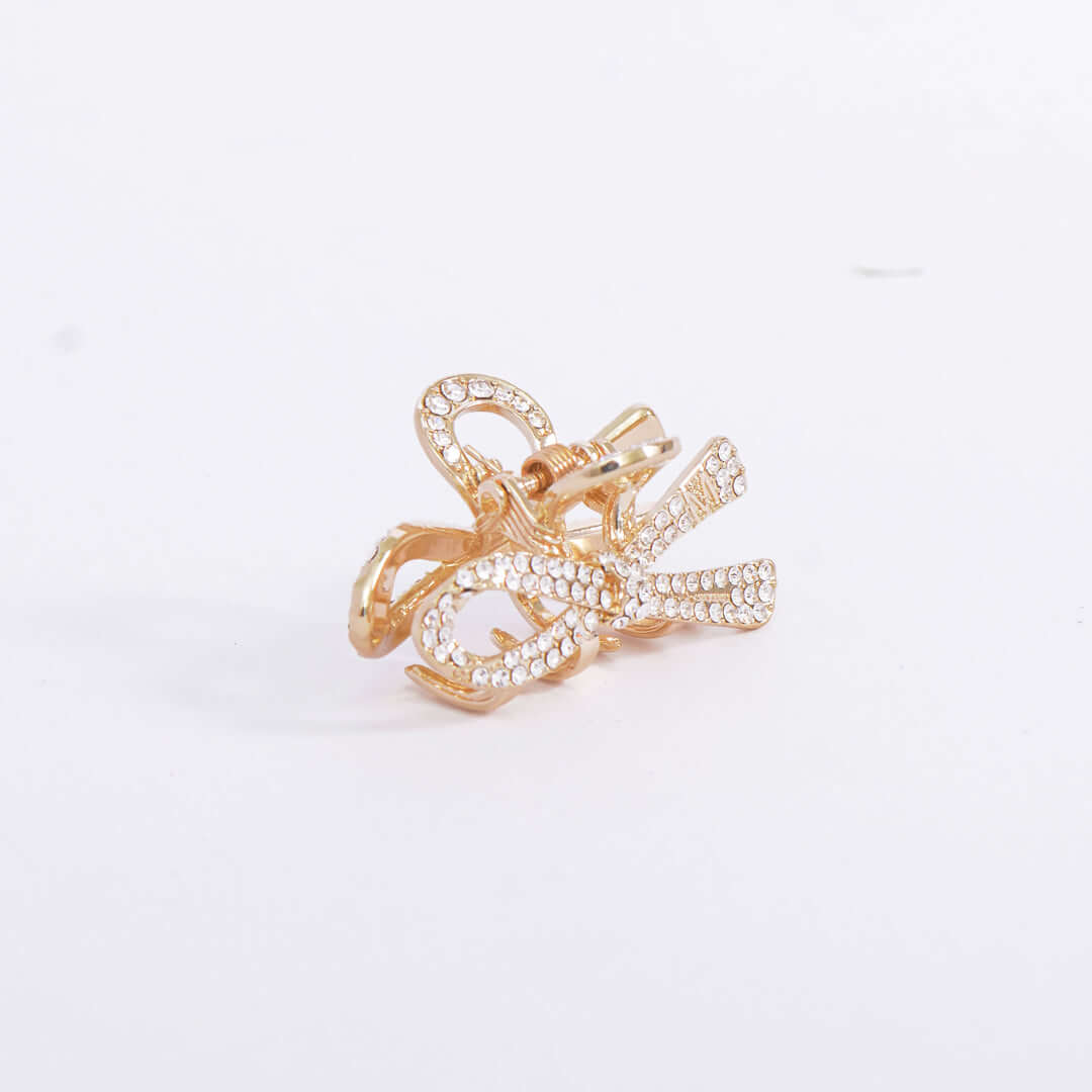 9 Variation Small Gold Plated Pearl Crystal Embedded Hair Claw Clip