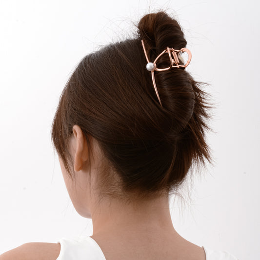 Sliver / Rose Gold Plated Pearl Hair Claw Clip