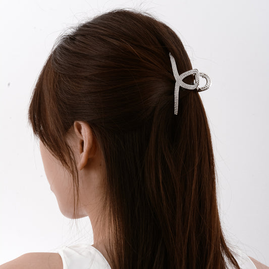 Sliver Crystal Embedded Hair Claw Clip