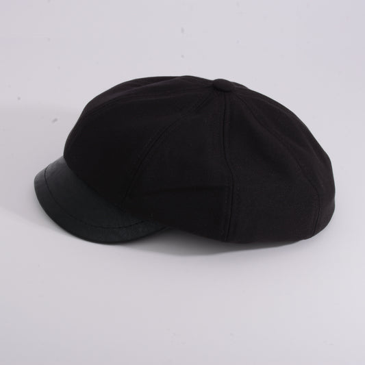 Black Baret / Beret Hat with Leather Tongue Pepper cake hat