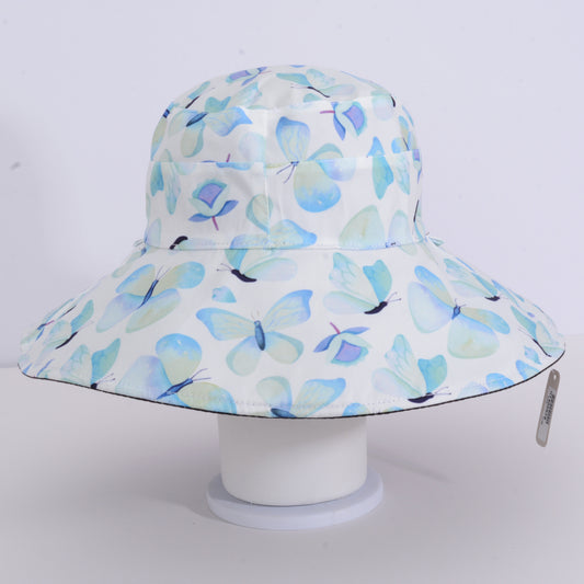 Pink / Brown / Black / Biege Butterfly Reversible Wide Floppy Hat/ Bucket Hat Unisex Bucket Hat / Fisherman Hat / Sun Hat