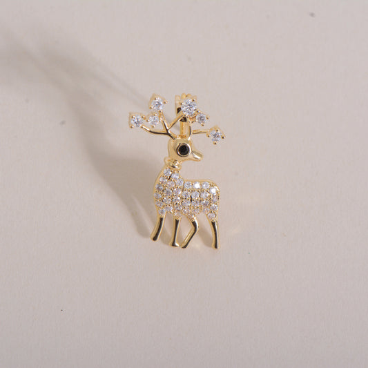 Gold Plated Crystal Deer Brooch / Pin
