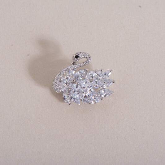 Swan Sliver Crystal Pin Brooch