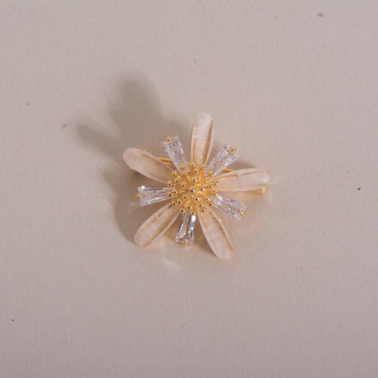 Flower Gold Plated Crystal Pin Brooch