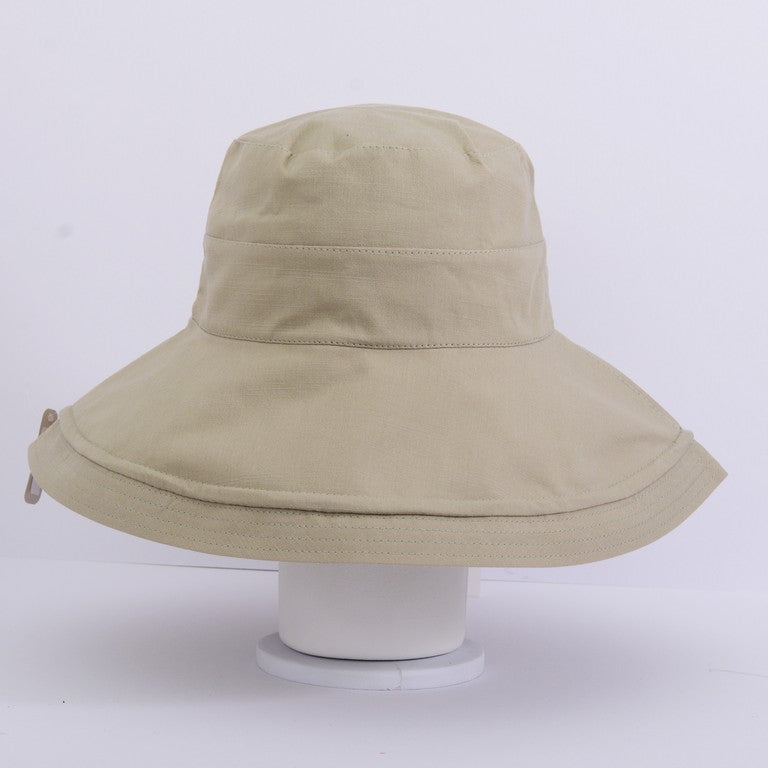[Helen] Beige / Brown Wide Bucket Hat Unisex