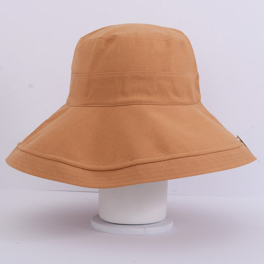 [Helen] Beige / Brown Wide Bucket Hat Unisex